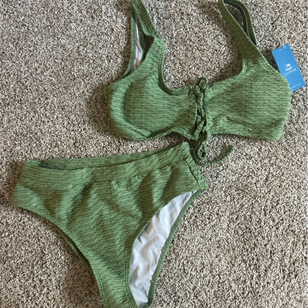 Cupshe Olive Textured Swimwear